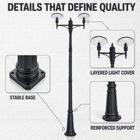 Lampu Taman Tenaga Surya Dua Kepala, Lampu LED Bulat Tahan Air untuk Penerangan Jalan, Halaman, dan Komunitas Hunian