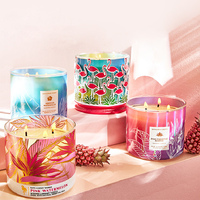 Bougie parfumée en cire de soja de haute qualité, avec pot en verre et couvercle en céramique, support en bois pour coffret cadeau