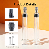 Vente en gros usine : Seringue préremplie en verre borosilicate de 10 ml avec embout Luer Lock et mesures imprimées pour l'emballage d'huiles essentielles et de liquides
