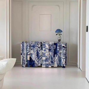 Muebles de Salón Nórdicos con Azulejos de Cerámica Pintados a Mano, Aparador de Almacenamiento de Latón Pulido, Aparador de Diseño Moderno de Lujo - Product Image 2