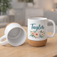 Mug à café personnalisé en céramique avec base en liège, imprimé par sublimation, tasse à transfert thermique pour service de table en restaurant, cadeaux promotionnels