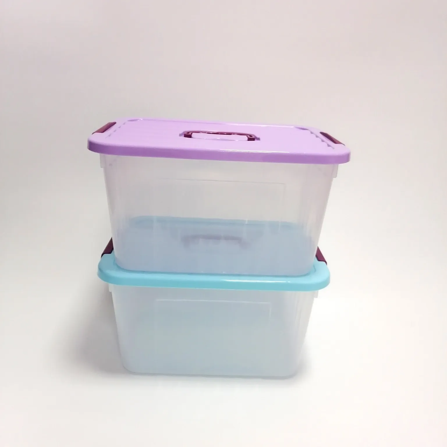Contenitore per vestiti trasparente con scatola per giocattoli da 15 litri con scatola portaoggetti in plastica con manico con scatola portaoggetti per organizzatori di coperchi