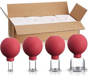 4 buah Set bekam kaca silikon, Set gelas bekam silikon pijat, penyedot vakum CE untuk mata, cangkir pijat wajah - Product Image 5