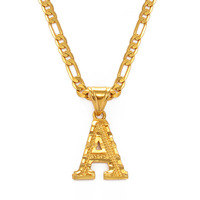 Collier tendance en laiton plaqué or avec chaîne à maillons et pendentif cubain style punk 26 lettres de l'alphabet pour couple, idéal pour les soirées