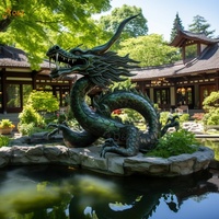 Décoration de jardin extérieur Myth Totem Dragon chinois Statue en métal Grand bronze Sculpture Loong Cascade Fontaine d'eau