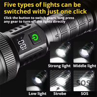 Lampe de poche LED puissante à longue portée, torche rechargeable à zoom, lampe à lumière forte, lanterne portable d'extérieur, étanche