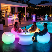 Ensemble de meubles de bar LED en plastique moderne, étanche IP65, lumières RGB à 16 couleurs changeantes, batterie rechargeable pour bar extérieur ou domestique