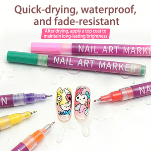 Marqueur pour nail art le plus vendu, imperméable et à séchage rapide, ensemble de stylos pour graffitis sur ongles, 0,5 mm/0,7 mm, marqueurs artistiques DIY - Product Image 5