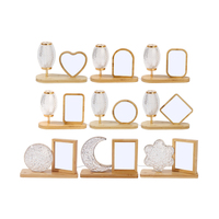 Lanterne de bureau ronde en cristal pour bricolage veilleuse photo ardoise sublimation lampe de nuit blanche lune cadre photo en bambou
