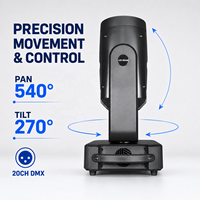 Projecteur LED mobile 200W à faisceau lumineux, anneau halo RGB, 14 couleurs, 17 gobos, prisme DMX512 pour club, concert, mariage, Sharpy Beam DJ (stock US)