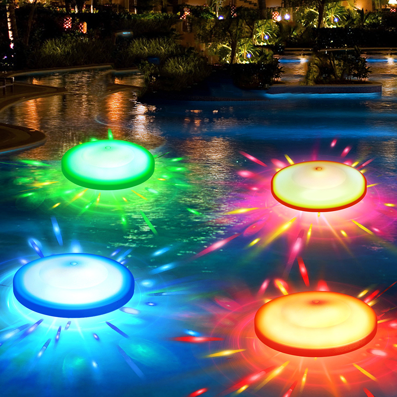 RGB Pool Floating Light IP67 Waterproof 4LED Submersible Lamp 7 Modes Battery Operated for Pool Party Decor