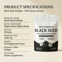 Gélules d'huile de nigelle 1000mg Nigella Sativa pressée à froid, complément alimentaire, OEM, marque privée, vente en gros, 60 unités