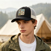 Gorra Trucker de 5 Paneles con Malla Transpirable, Visera Ancha Curvada, Estilo Vintage, para Montaña, Camping, Senderismo y Pesca