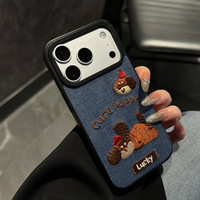 Funda para Teléfono Inteligente con Bordado de Cachorro Adorable para iPhone 13/14/15/16/17 Pro Max, Resistente a Caídas en 3D, con Logotipo Personalizado