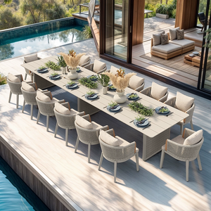 Meubles d'extérieur pour restaurant et hôtel, <span class=keywords><strong>table</strong></span> en <span class=keywords><strong>aluminium</strong></span>, chaise en corde, ensembles de tables à manger d'extérieur pour 6/8/<span class=keywords><strong>10</strong></span>/12/14/16 <span class=keywords><strong>personnes</strong></span> - Product Image 3