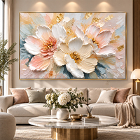 Peinture à l'huile géante « Bloom » noir, blanc et or, effet éclaboussures, sur toile texturée, pour décoration murale moderne de salon ou hall d'hôtel