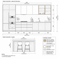 Carpenterie de cuisine sur mesure avec finitions en grain de bois et en couleur unie pour les projets de développement immobilier en Australie