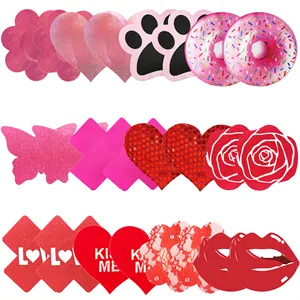 Multi Shapes Custom Logo Pasties Sexy Red Nipple Cover Breast Covers Lingerie Accessories Adult Breast Sticker For Women