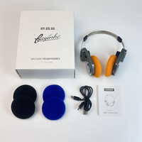 Headphone Lipat Retro Kustom Pabrik BT 5.3 Over Ear Baterai 10 Jam HiFi Stereo Mikrofon Internal Headset Gaming