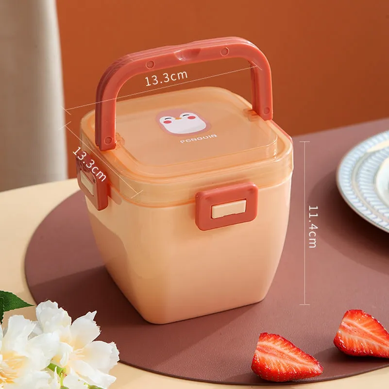 Groothandel Draagbare Plastic Rechthoek Microwavable Bento Lunchbox Voedselcontainers Met Verdelers En Bestek Voor Kinderen