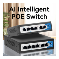 GIANTECH Switch de Red POE de Alta Calidad con 6 Puertos, Modo IA, No Administrado, IEEE802.3af/at, Alto Rendimiento Empresarial, 4 Puertos RJ45 de 100Mbps