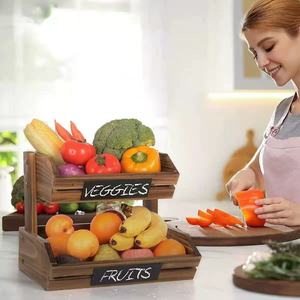 Wooden storage rack, multi-tiered fruit and vegetable <b>shelf</b>, solid wood dessert table, <b>desktop</b> sundries and cake display rack - Product Image 4