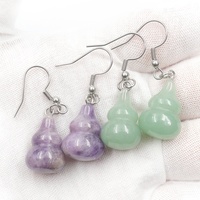 Boucles d'oreilles pendantes en cristal naturel en forme de gourde pour femmes, énergie de guérison, bonne chance, protection de la santé, bijoux de mode, charme