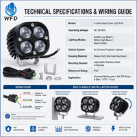 Feux antibrouillard/de conduite LED bicolores universels haute puissance (feux de travail 4x4) - Étanches - pour voitures, camions, jeeps et motos