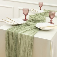 Chemin de table personnalisable en polyester froissé à motif végétal, style bohème européen, pour décoration de mariage, fête ou anniversaire