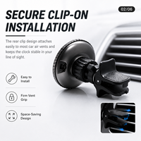 Penyangga Ponsel di Ventilasi Mobil dengan Cangkang Knurled, Jam Kuarsa, dan Suction Cup Magnetik, Klip yang Stabil, MagSafe, Aluminium Alloy, ABS, Dapat Disesuaikan