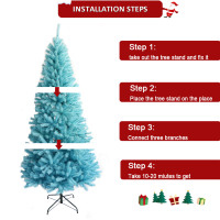 Sapin de Noël artificiel bleu tendance de 7,5 pieds pour la décoration de la maison, décoration de fête festive en intérieur