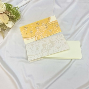 Cartes d'invitation de mariage européennes faites à la main, thème amour, couleur rose, style pochette, design floral - Product Image 3