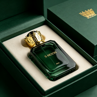 Flacon de parfum de luxe au design moderne, flacon de parfum vide en verre vert 50ML, flacon de parfum avec boîte, flacons de parfum avec couvercles dorés