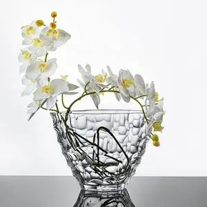 Wholesale Glass Flower Pot Clear Glass Boat Shape Table Flower Vase with Hand Polishing