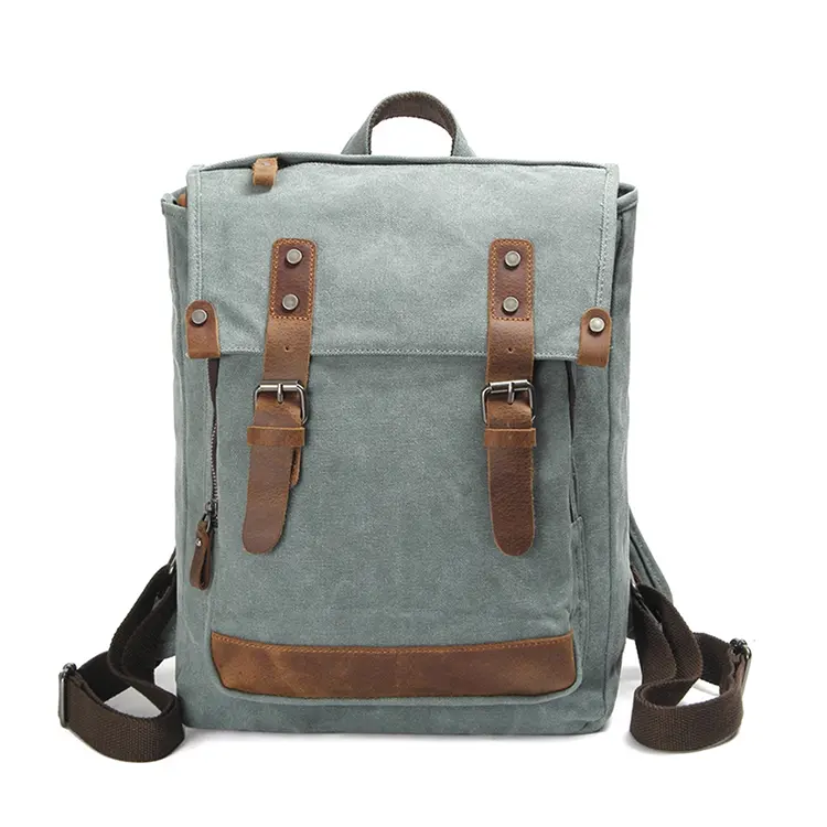 Anti theft backpack leather