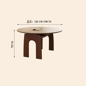<span class=keywords><strong>Tavolo</strong></span> <span class=keywords><strong>da</strong></span> Pranzo Moderno Allungabile in Pietra Sinterizzata, Set Elegante con <span class=keywords><strong>Tavolo</strong></span> Rotondo in Legno Massello <span class=keywords><strong>per</strong></span> 6-8 Persone, <span class=keywords><strong>Tavolo</strong></span> Economico <span class=keywords><strong>per</strong></span> Sala <span class=keywords><strong>da</strong></span> Pranzo - Product Image 6