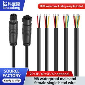 สายเชื่อมต่อทองแดงกันน้ำสำหรับการบิน IP67 M8สาย2A 12V เซ็นเซอร์พลังงานรถจักรยานยนต์2P-5P 24AWG <span class=keywords><strong>2464</strong></span> - Product Image 2