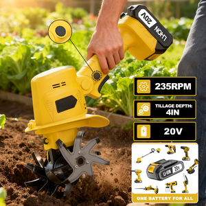 Mini cultivadora de metal con escobillas de 20V, grado DIY, resistente, fácil de operar, antideslizante, con batería de 2.0Ah y cargador, construcción de plástico CT-20LS - Product Image 3