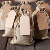 Sac cadeau de Noël en jute avec logo personnalisé sac écologique sac en lin recyclable pochette de rangement en grains de café sac à cordon en toile de jute