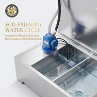Ponceuse à bande écologique 6,35 kW à cycle d'eau et aspiration de poussière - Meuleuse double station en acier inoxydable pour travaux lourds