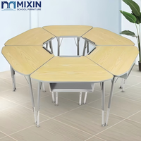 Meubles d'école modernes et confortables, bureau hexagonal avec table et chaise combinées