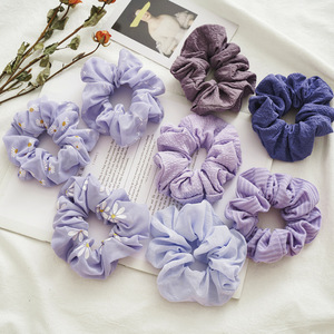 New Korean <strong>Hair</strong> Accessories Purple <strong>Flower</strong> Printed Elastic <strong>Hair</strong> <strong>Band</strong> <strong>Hair</strong> Ties Soft Fabric Scrunchies for Women - Product Image 1