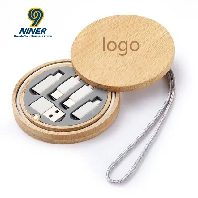 6-in-1 Multi Charging Cable Wooden Travel Adapter Kit 3A Fast Charging with Custom Logo