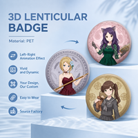 Nuevos pines lenticulares 3D con movimiento de personajes de anime japonés 2023, insignias de botón de hojalata con impresión UV