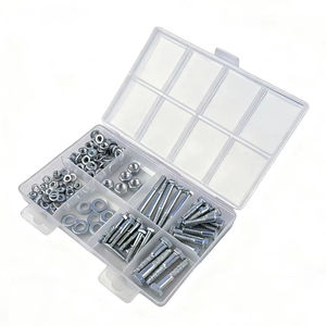 Kit de 161 pièces de <span class=keywords><strong>vis</strong></span>, boulons et écrous en acier au carbone galvanisé, avec boulons à tête hexagonale, écrous, rondelles plates et rondelles à ressort, ensemble de fixations en boîte - Product Image 1