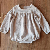Combinaison à manches longues en coton pour nouveau-né, couleur unie, vêtements décontractés pour bébé, barboteuse pour bébé fille