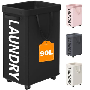Cesto de Ropa Sucia con Ruedas de 90L, 29 Pulgadas, con Bolsa de Malla Extraíble - Product Image 1