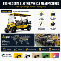 Carrito de Golf Eléctrico de 6 Plazas al por Mayor, 4+2 Pasajeros, Batería de Ciclo Profundo de 60V 100Ah, Motor de CA de 4.0kW, Carro de Golf Todoterreno