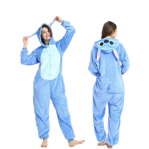 Pyjama une Pièce Animaux en Flanelle pour Adultes et Enfants, Stitch Bleu, Dessin Animé, <span class=keywords><strong>Jeu</strong></span> <span class=keywords><strong>de</strong></span> Rôle, Pyjama Familial à Capuche, Vêtements d'Intérieur, Vente en Gros et au Détail - Product Image 1