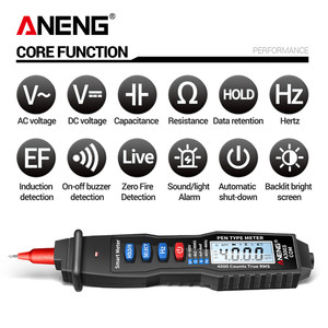 เครื่องวัดแบบปากกา ANENG A3003 4000 ค่าการวัด พร้อมฟังก์ชั่นวัดแรงดันไฟฟ้าแบบไม่สัมผัส ความต้านทาน ความจุ และความถี่ Hz รุ่น Aneng A - Product Image 3